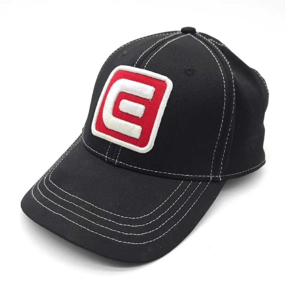 Rockwell Golf Strapback Black Adjustable Black Dad Hat Cap‎ Big Embroidered Logo
